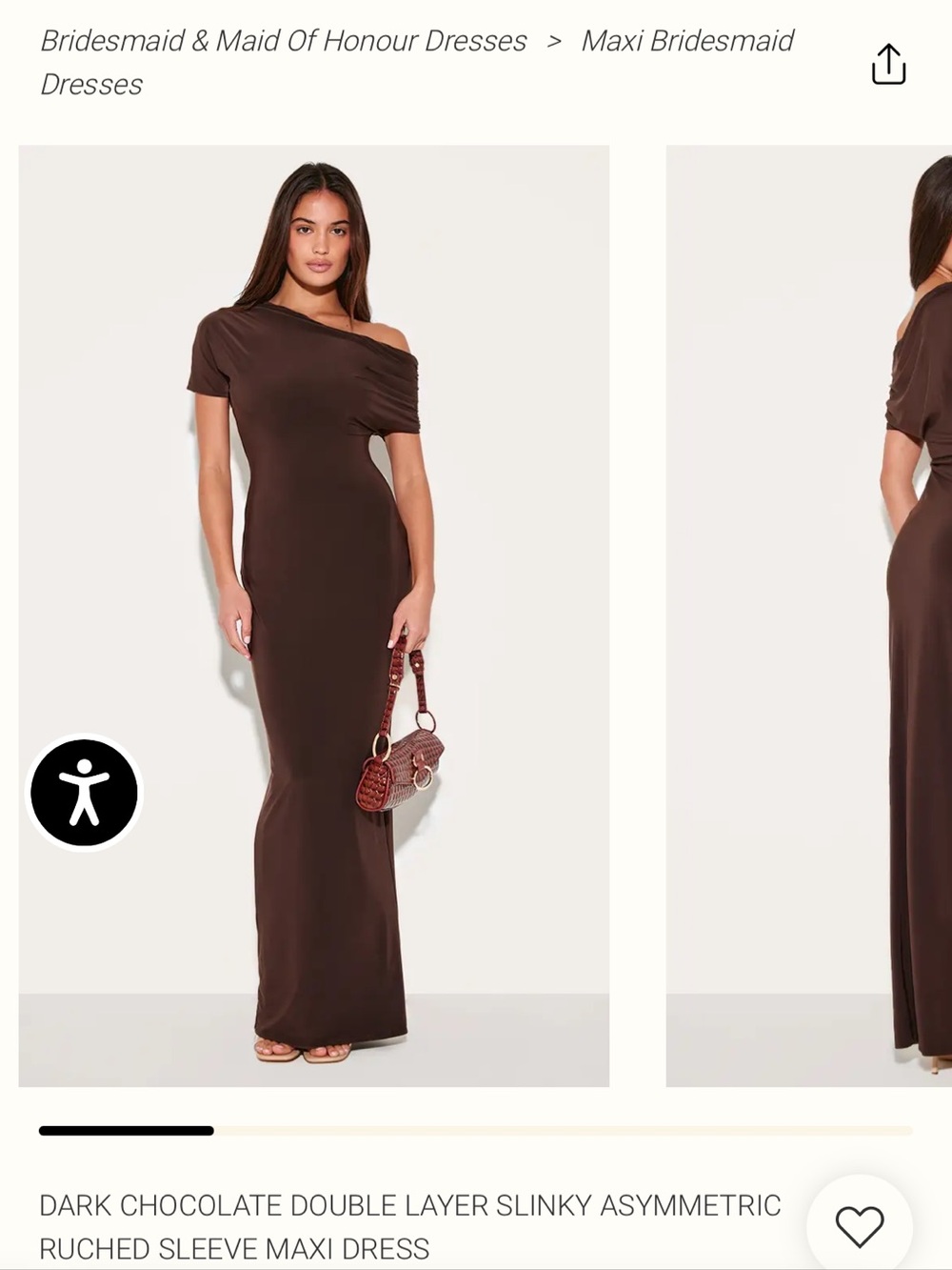 Pretty Little Thing Dark Chocolate Asymmetric Maxi Dress - Women
